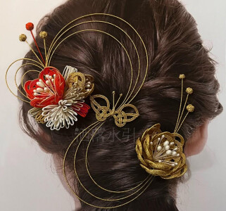 洒落水引髪飾り