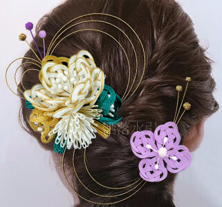 洒落水引髪飾り