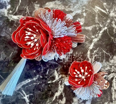 洒落水引髪飾り